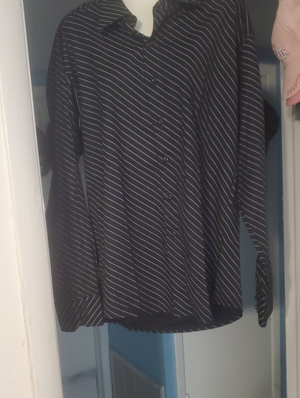 Men's Black Diagonal Stripe Button-Up Shirt. Brand New.